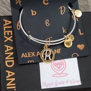 Alex and Ani Initial R Charm Bangle, Two-Tone